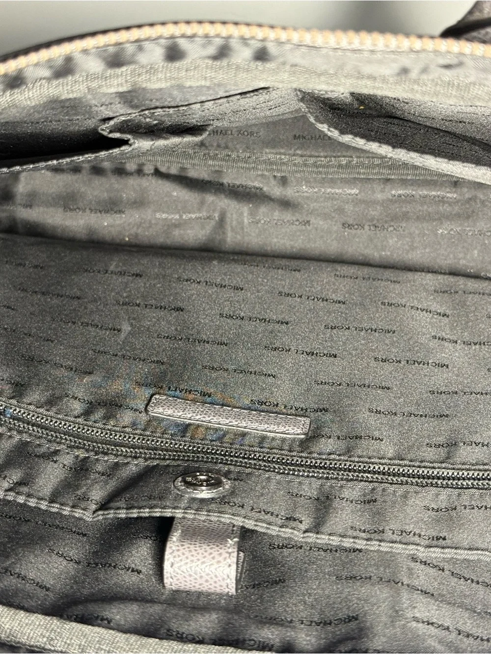 Michael Kors Gray Leather Laptop Briefcase with Removable Strap